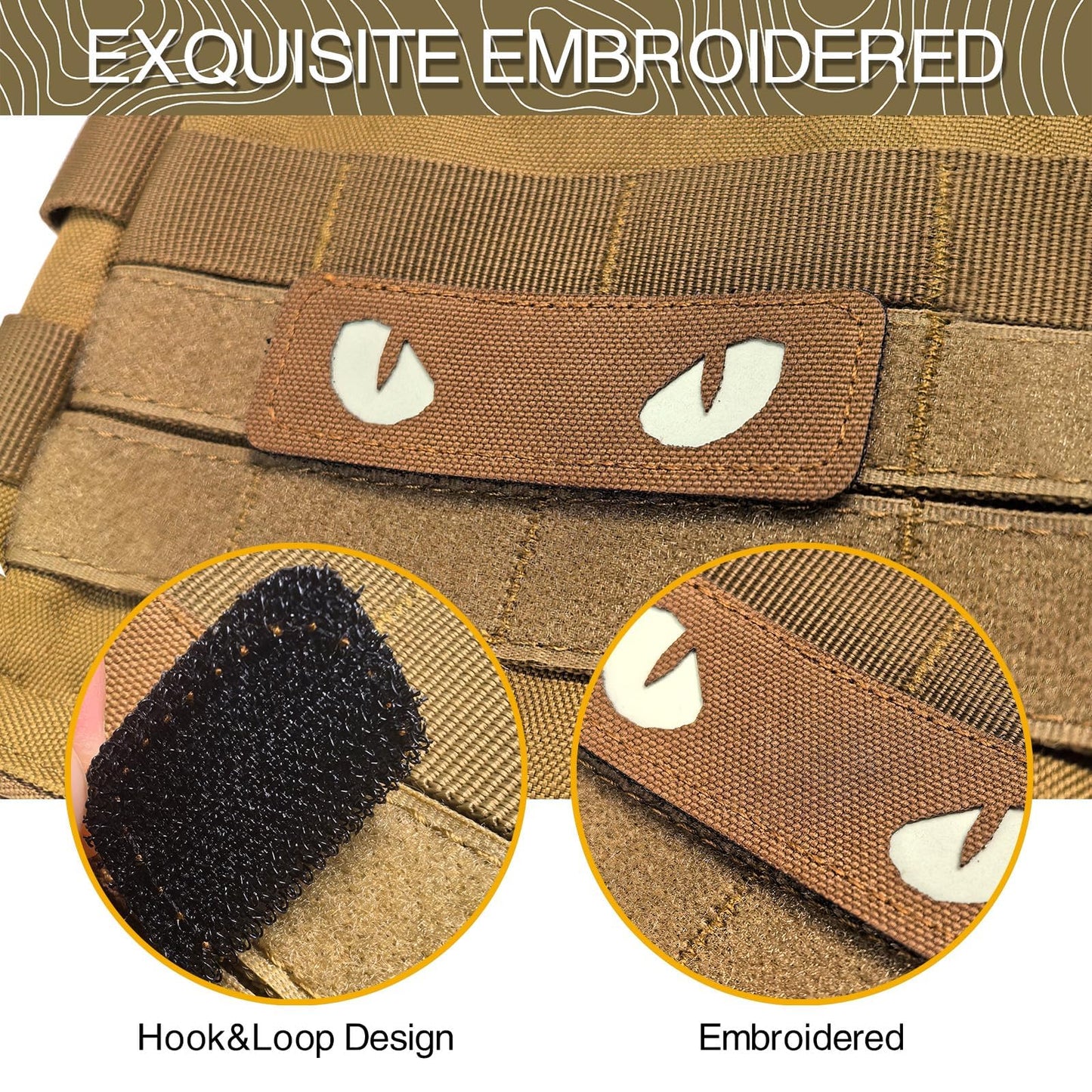 LINXGR Cat Eyes Patches Tactical Morale Patches Hook & Loop Fasten Tactical Emblem for Vests Backpacks Hats Laser-cut Outdoor Badge Glow-in-the-Dark Accessories (Black)