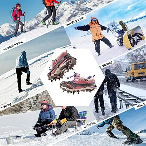 LINXGR 11 Spikes Kids Crampons Anti-slip Ice Traction Cleats Unisex Children