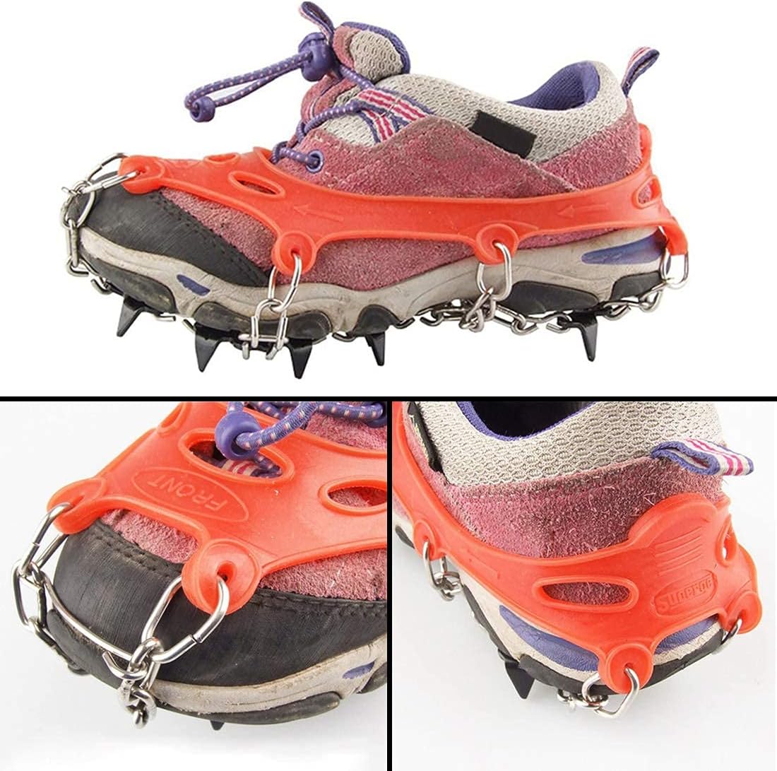 LINXGR 11 Spikes Kids Crampons Anti-slip Ice Traction Cleats Unisex Children