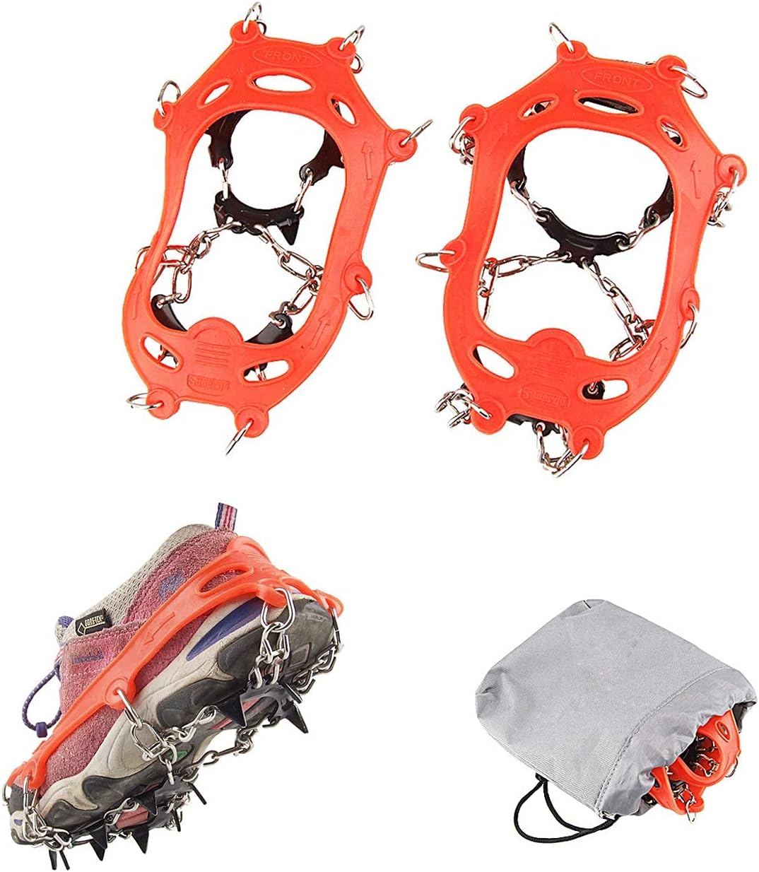 LINXGR 11 Spikes Kids Crampons Anti-slip Ice Traction Cleats Unisex Children