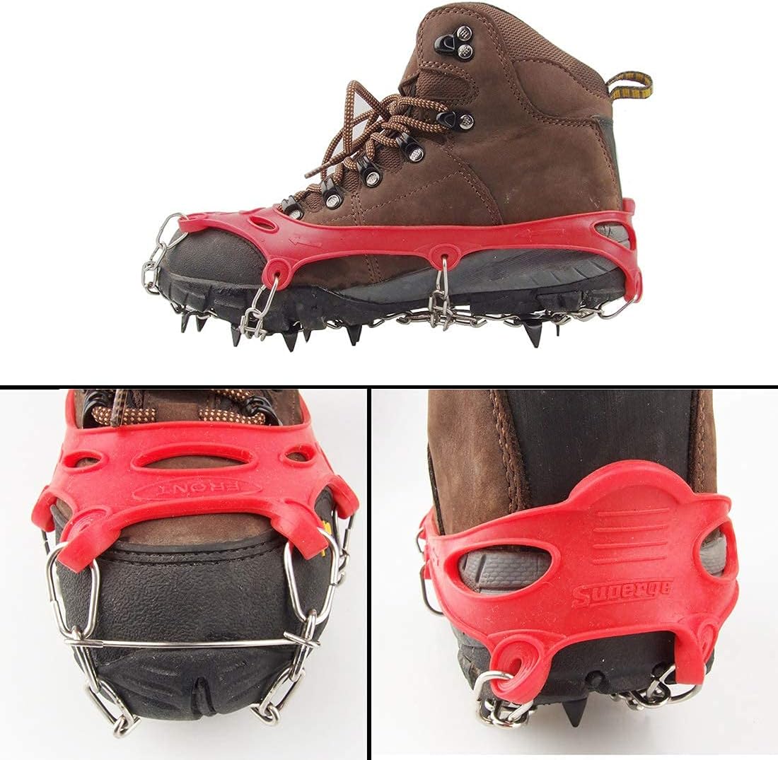 LINXGR 11 Spikes Kids Crampons Anti-slip Ice Traction Cleats Unisex Children