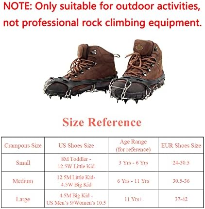 LINXGR 11 Spikes Kids Crampons Anti-slip Ice Traction Cleats Unisex Children