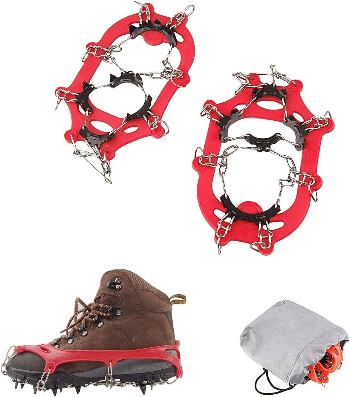 LINXGR 11 Spikes Kids Crampons Anti-slip Ice Traction Cleats Unisex Children